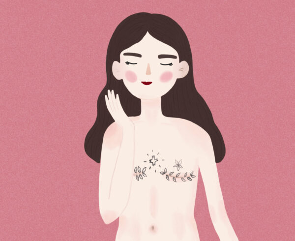 ilustración mujer sin pechos cáncer de mama